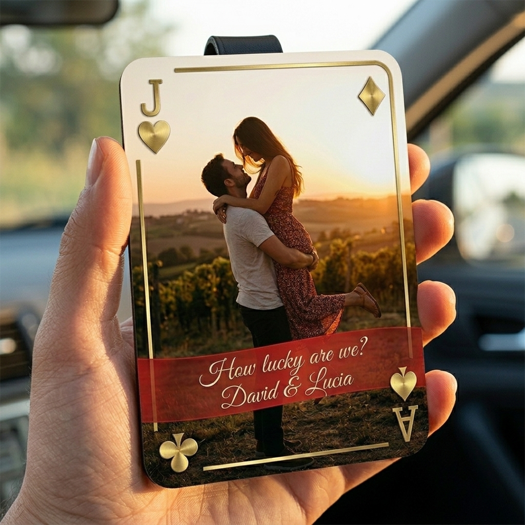 Personalized Photo Car Visor Clip Playing Cards Design Car Visor Clip Drive Safe Car Visor Clip Valentines Day Gift for Him Her Initial Playing Cards Visor Clip