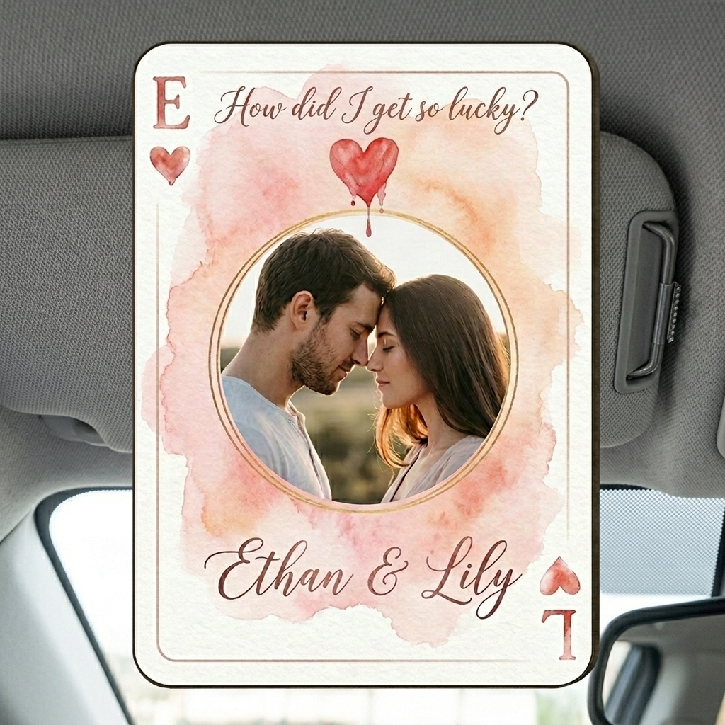 Personalized Photo Car Visor Clip Playing Cards Design Car Visor Clip Drive Safe Car Visor Clip Valentines Day Gift for Him Her Initial Playing Cards Visor Clip