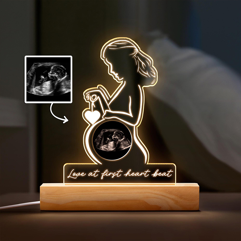 Personalized Ultrasound Photo Night Light Custom Pregnancy Keepsake Gift for Expecting Parents Baby Shower Gift for New Mom
