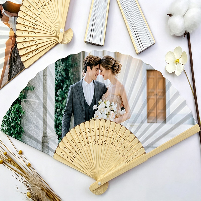 Personalized Over Print Photo Folding Paper Fans Wedding Custom Face Hand Fans for Newlyweds Funny Party Favors for Wedding Bachelorette Couple Summer Gift