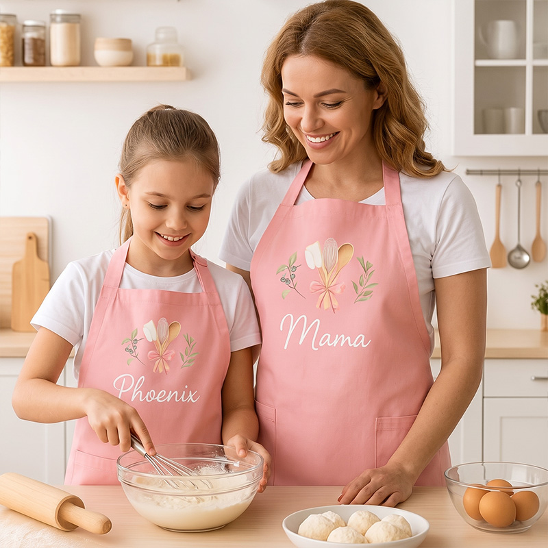 Personalized Mom & Kids Apron Custom Matching Aprons with Pockets Matching Apron Set Mommy and Me Gift 