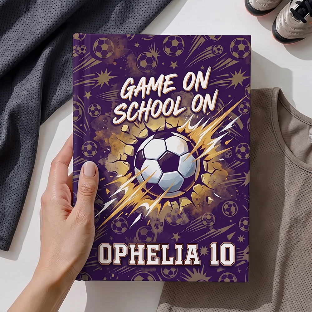 Personalized Soccer Notebook Game On School On Custom Name and Number Back to School Gift for Kids