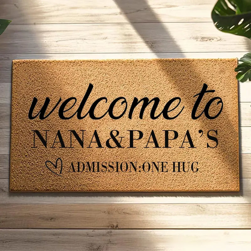 Personalized Welcome to Our Home Doormat Housewarming Gift Admission One Hug Durable Coir Mat for New Home Indoor Outdoor Door Mat Family Home Decor Sale-megacustom