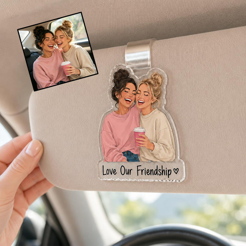 Personalized Bestie Photo Car Visor Clip Custom Clip De Visière De Voiture Bestie Personnalisé Accessoire De Voiture Photo Personnalisé Pour Ami Breloque Amitié BFF