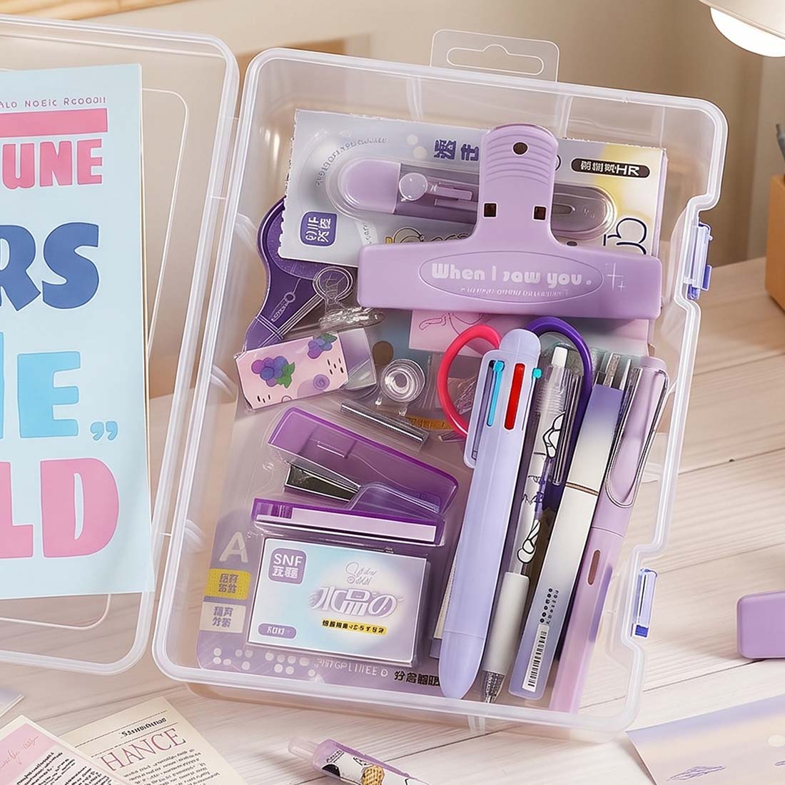 Personalized Pencil Boxes Stationery Set Back to school Durable Plastic