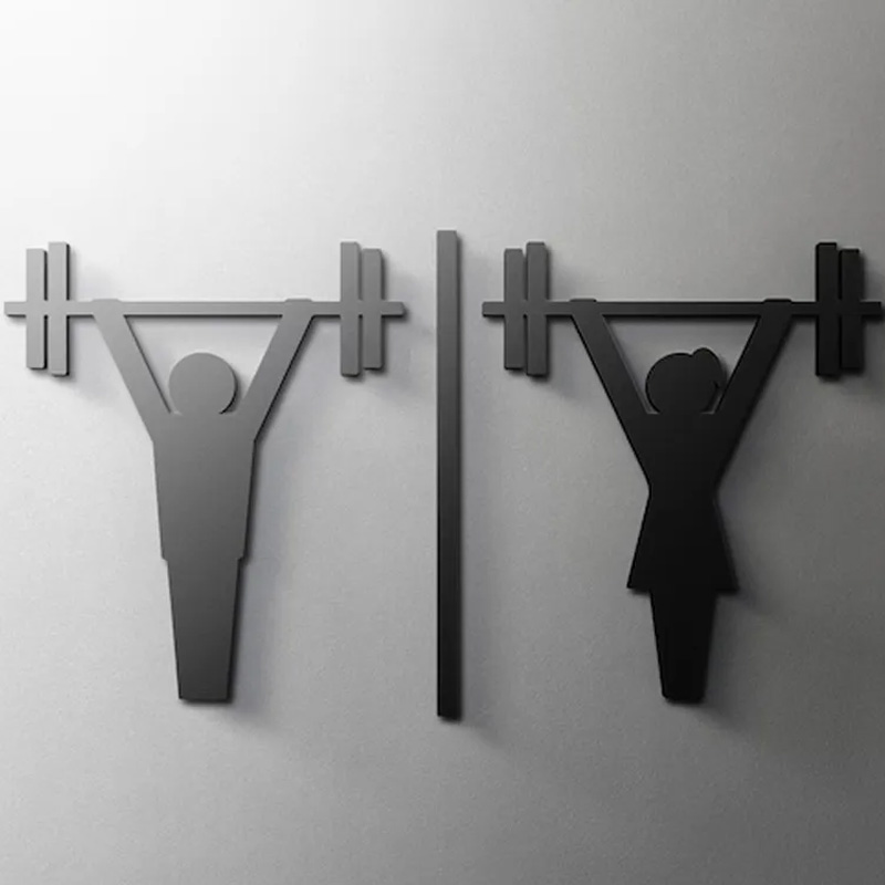 Personalized Metal Gym Sign Male and Female Gym Bathroom Sign Weightlifting Gift for Gym Lovers