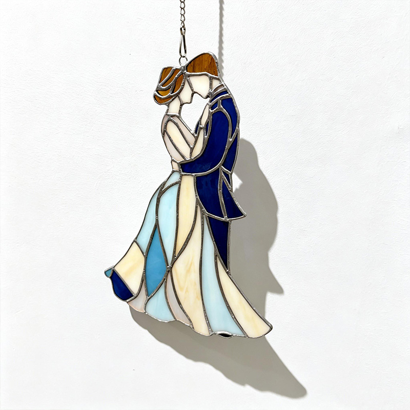Personalized Couples Portrait Sun Catcher Anniversary Stained Glass Wedding Gift Valentine Gift For Boyfriend Couples