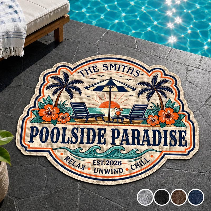 Personalized Poolside Shaped Doormat Cuatom Family Summer Vacation And Travel Gifts For Mom Dad Brother Sister Making Summer Memories
