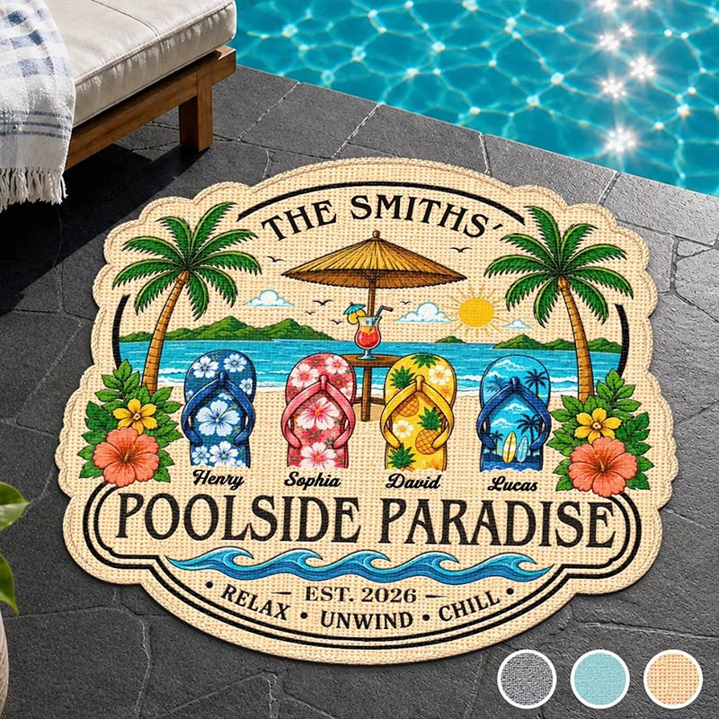 Personalized Poolside Shaped Doormat Cuatom Family Summer Vacation And Travel Gifts For Mom Dad Brother Sister  Endless Summer