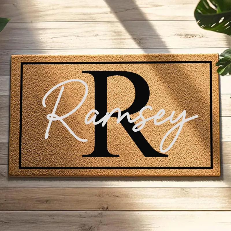 Personalized Elegant Monogram Doormat Home Doormat Custom Welcome Front Doormat Housewarming Gifts Welcome Mat for Home Closing Gift New Home Gift