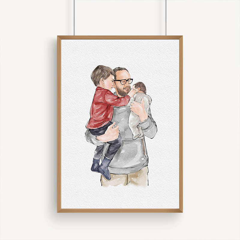 Personalized Hand-Drawn Painting from photo Custom Watercolor Family Portrait from photo Mother Father Gift from Daugther
