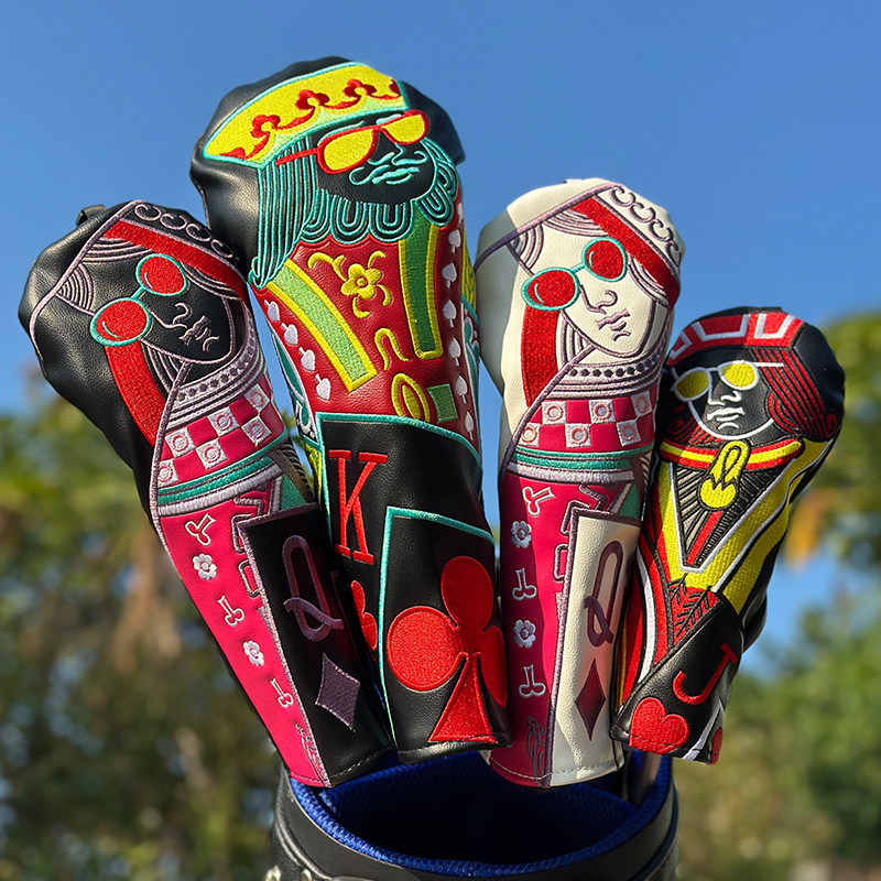 Golf Club Cover JQK Playing Cards King No. 1 Club Head Fairway Wood Cover
