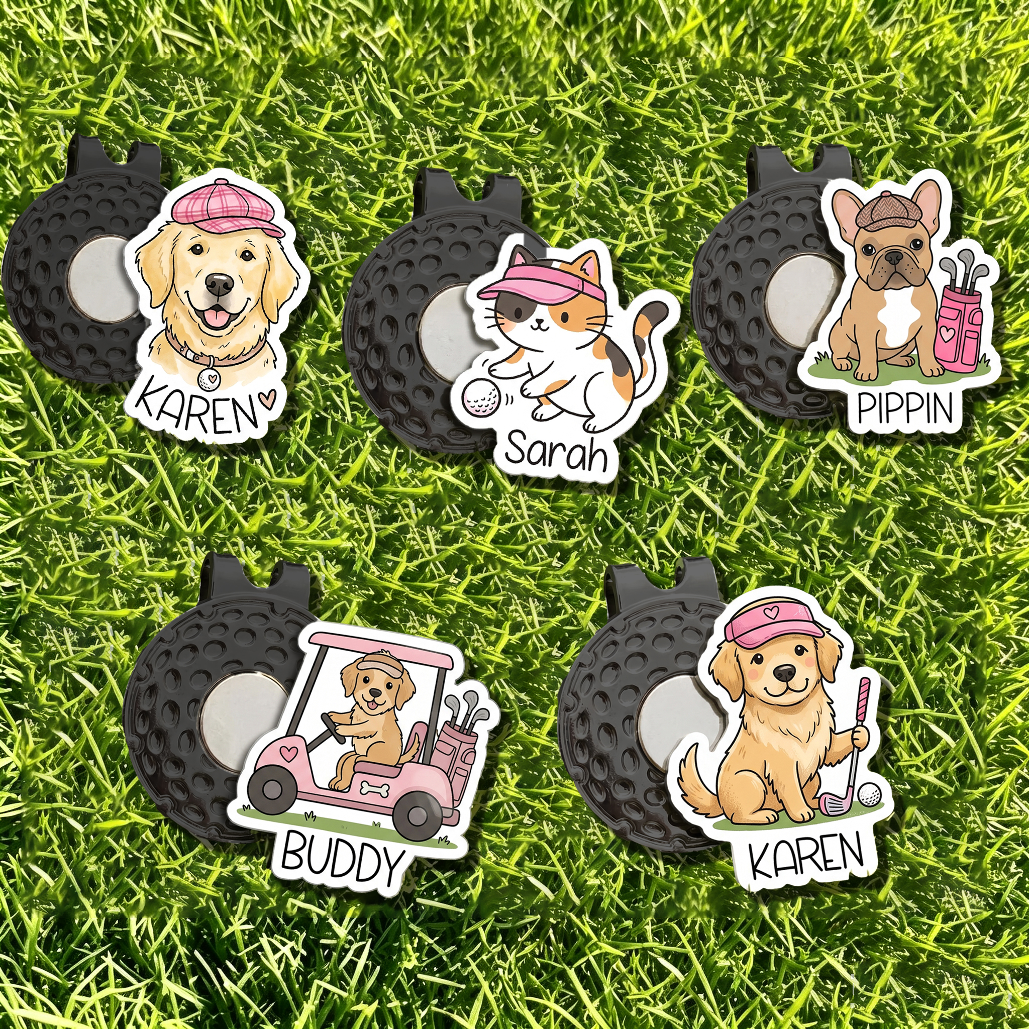 Personalized Pet Golf Ball Marker Magnetic Hat Clip Custom Pet Photo and Name Gift for Golf Lovers