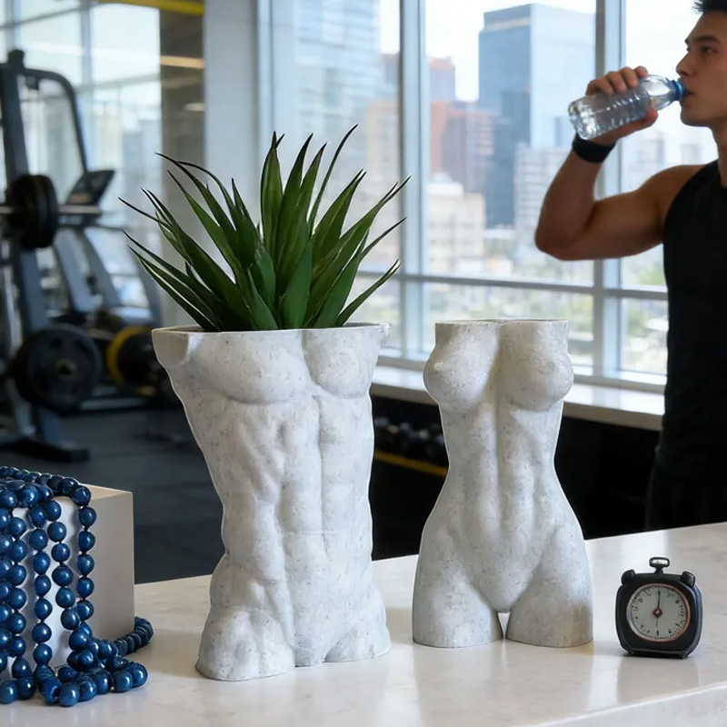 Personalized Fitness Male Female Couple Torso Planter 5 Modern Body Pot Air Plant Holder Home Decor Athlete Gift for Coach Trainer Gym Lover
