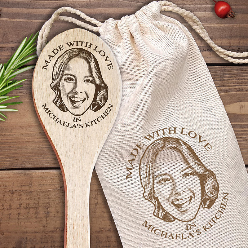 Personalized Face Photo Wood Spoon Engraved Photo Chef Gift Husband Gift Couple Gift for Newlyweds