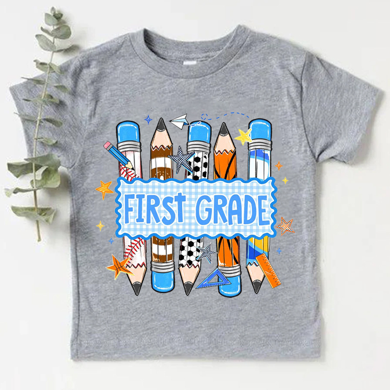 Personalized Sports Pencil Graphic Kids T-Shirt Back To School  Gift for Kids