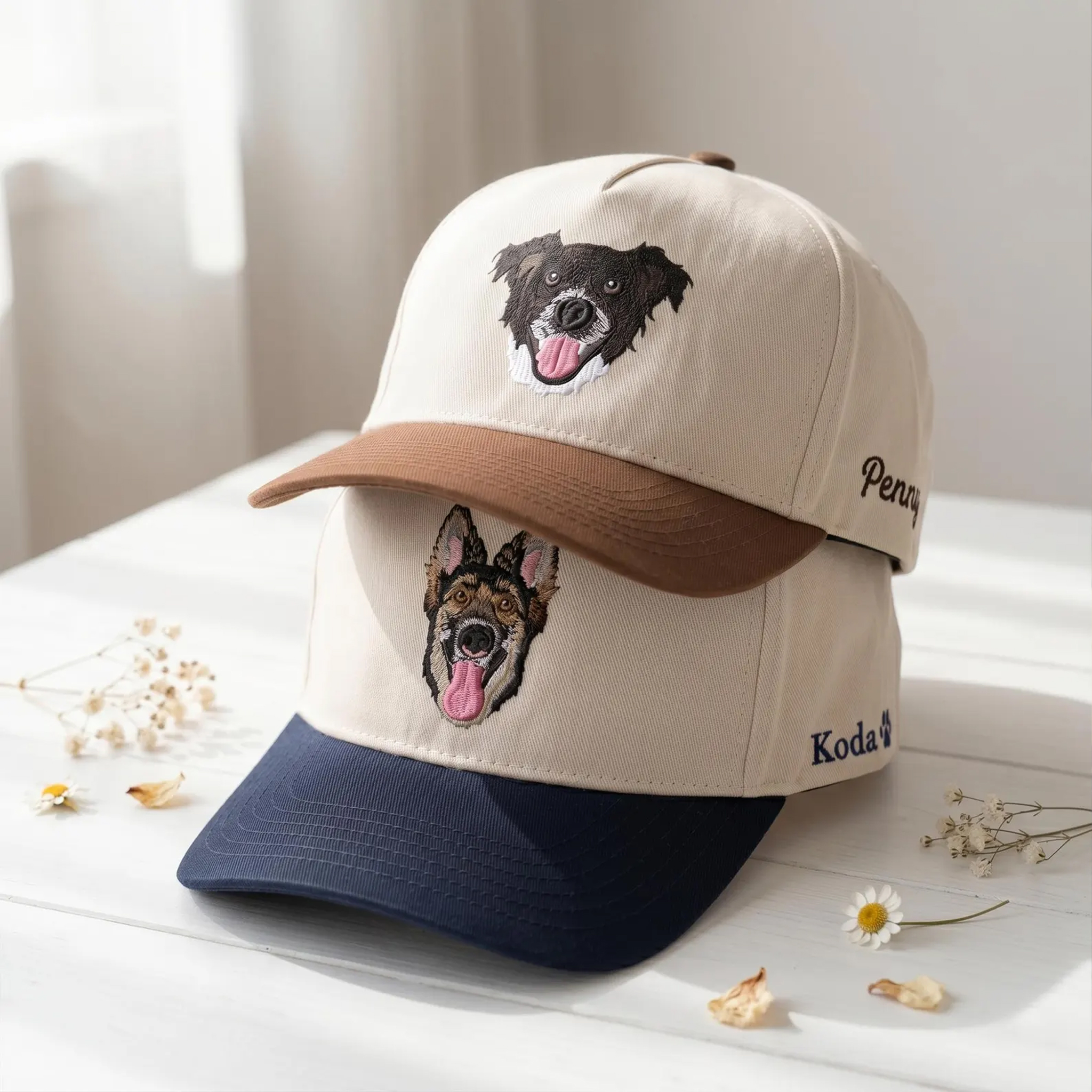 Personalized Hat with Your Dog Photo Custom Embroidered Pet Portrait Baseball Cap Pet Lover Gift