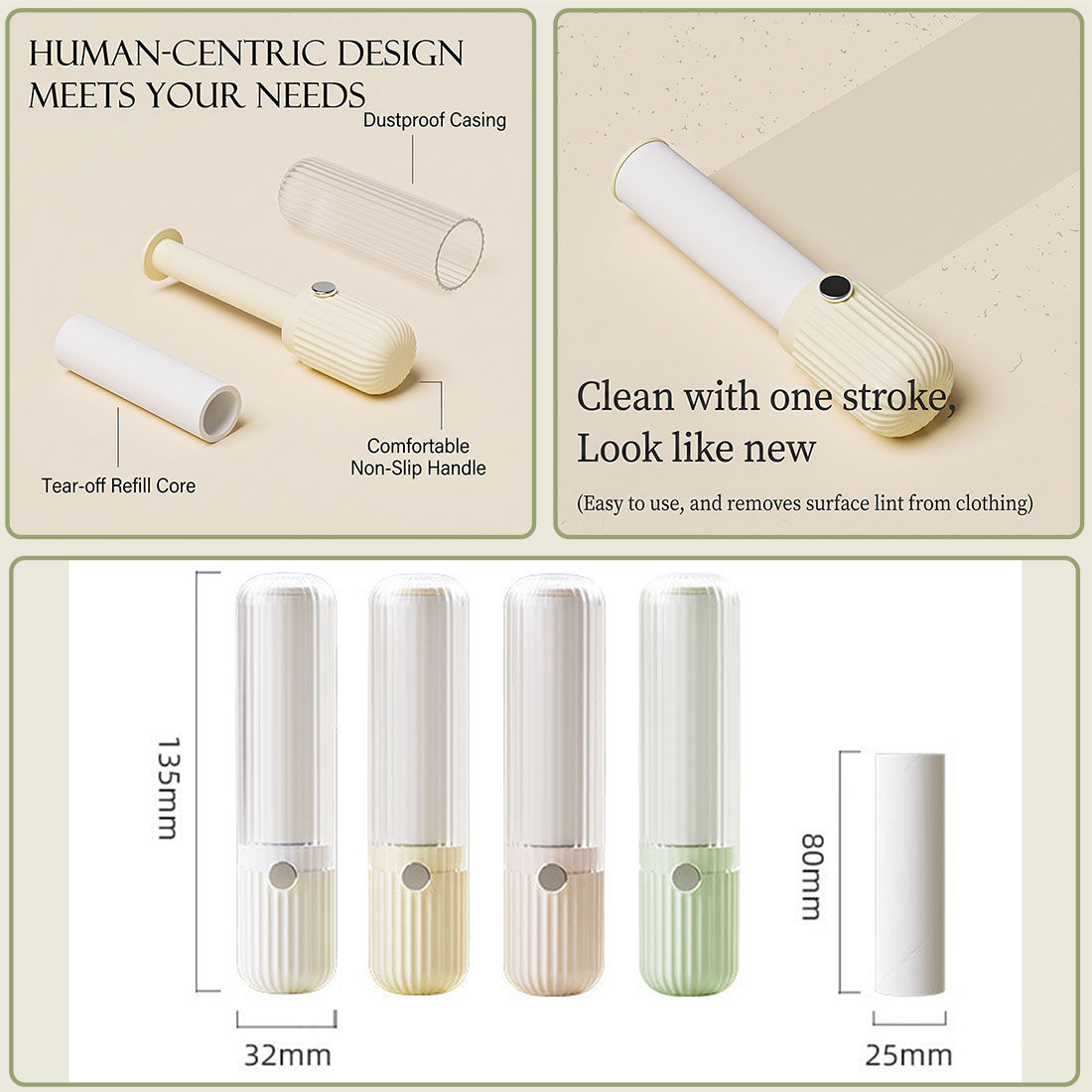 Mini Portable Lint Roller for Home Use Pet Hair Removal Clothing Removal Dust Removal Tear-off Roller