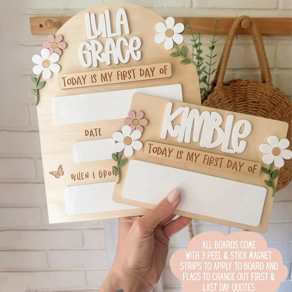 Personalized Floral First Day of School Sign Last Day of Sign Back to School Sign