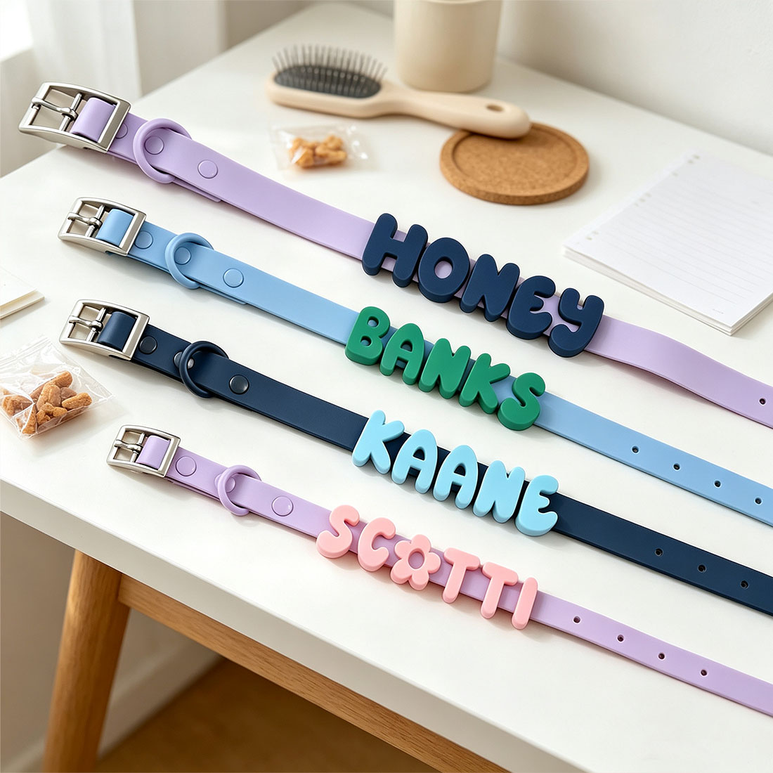 Personalized Silicone Dog Collar with Name astel Puppy Pet Collar Silicone Cat Collar Gift for New Pet Gift for Pet Lover Pet Necklace