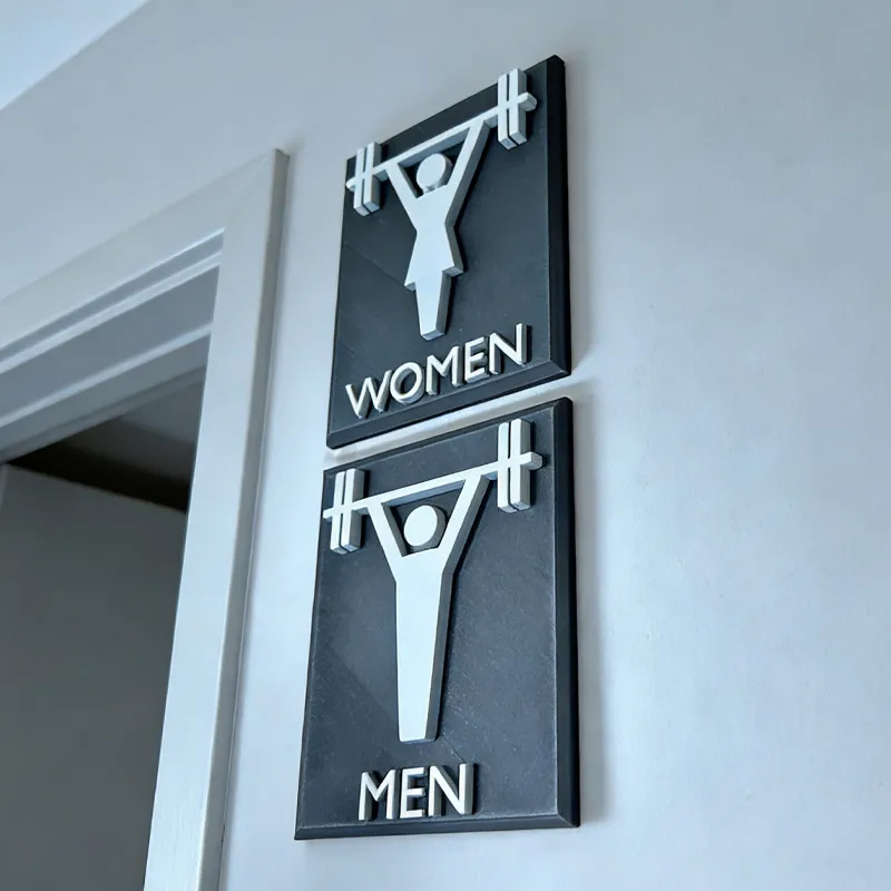 Personalized Gym Bathroom Signs 3D Printed Custom Fitness Gym CrossFit Personal Trainer Gift for Coach Trainer Gym Lover