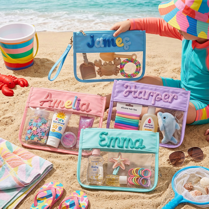 Personalized Waterproof Beach Bag Clear Travel Organizer Custom Name P