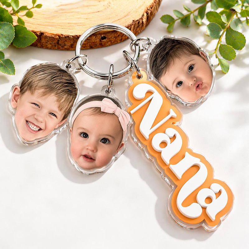 Personalized Kids Photo Charm Keychain Custom Grandma Gift from Grandkids Gifts for Mom Grandma