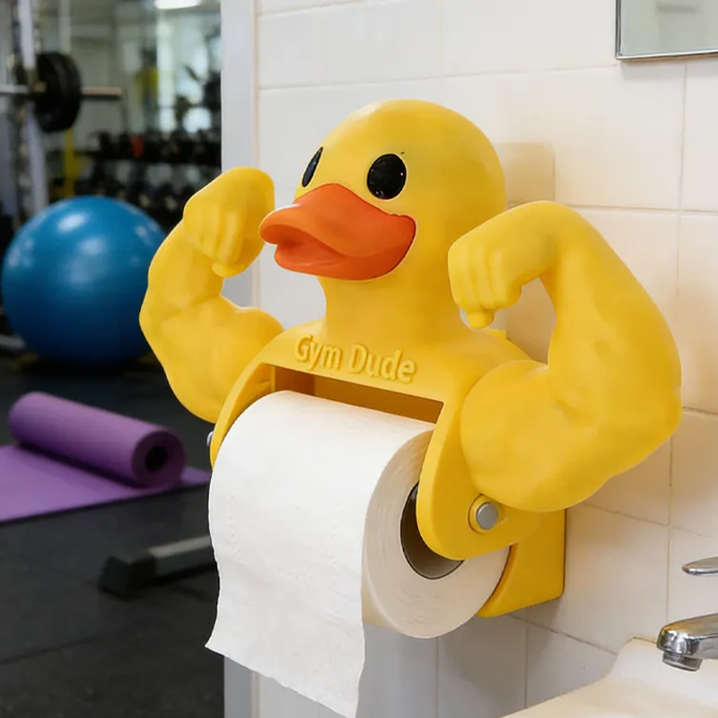 Personalized 3D Printed Funny Muscle Duck Toilet Paper Holder Weightlifter Design Funny Bathroom Decor Funny Bathroom Decor Gym Themed Fitness Inspired