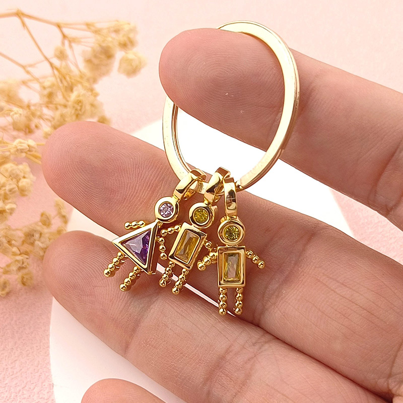 Personalized Birthstone Kids Charms Pendant Family Keychain Triangle Girl Keychain Birthday Gift for Grandma Mom Christmas Gift for Her 