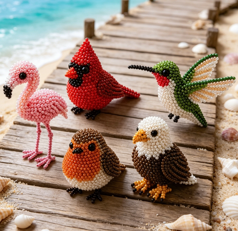 Personalized DIY Bead Bird Handmade Beading Kit Cute Animal Ornament Craft Gift For Adults Bird Lover Home Decor