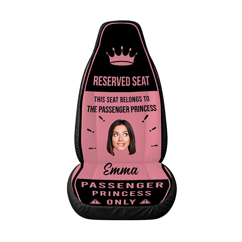 Personalized Reserved For Princesses Only Photo Car Seat Cover Gift for Wife Girlfriend Unique Car Gift