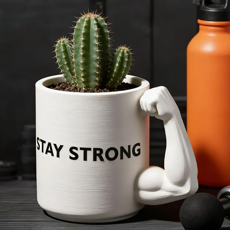 Personalized 3D Printed Bicep Handle Planter Plant Pot Weightlifter Strength Trainer Airplant Succulent Holder Gift for Friends Gym Rat Gym Lovers
