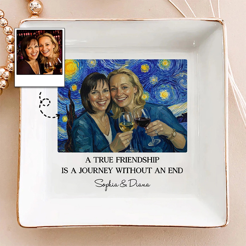 Personalized A True Friend is A Journey Without an End Jewelry Dish Friendship Jewelry Dish for Her Bestie Unique gift