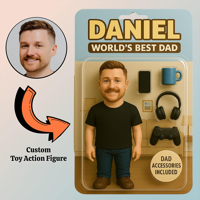Personalized Funny Dad Action Figure Custom Toy Box Gift World's Best Dad Acrylic Block Birthday Gift for Dad