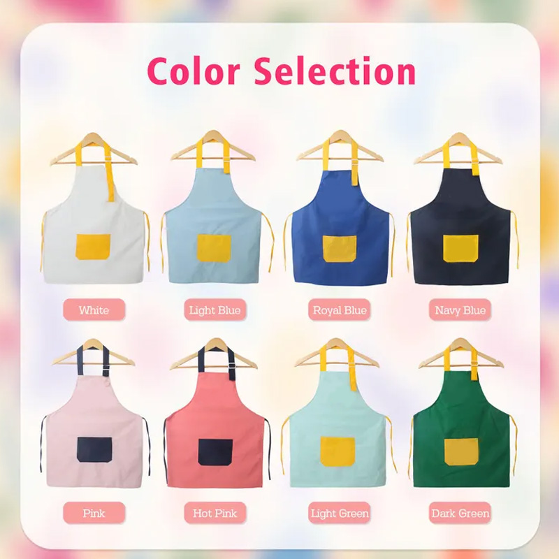 Personalized Kids Themed Color Block Design Adjustable Cooking Baking Art Craft Apron With Name