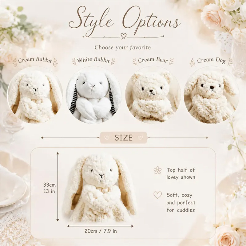 Personalized Embroidered Plush Bunny Security Blanket With Embroidered Name Soft Baby Lovey Comforter For Newborns Toddlers