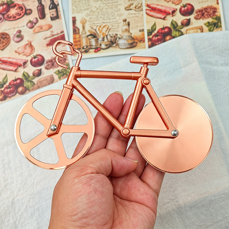 Personalized Bicycle Pizza Cutter Custom Engraved Dual Wheel Rose Gold Holographic Wedding Groomsmen Gift for Him Chef Couple Anniversary Gift
