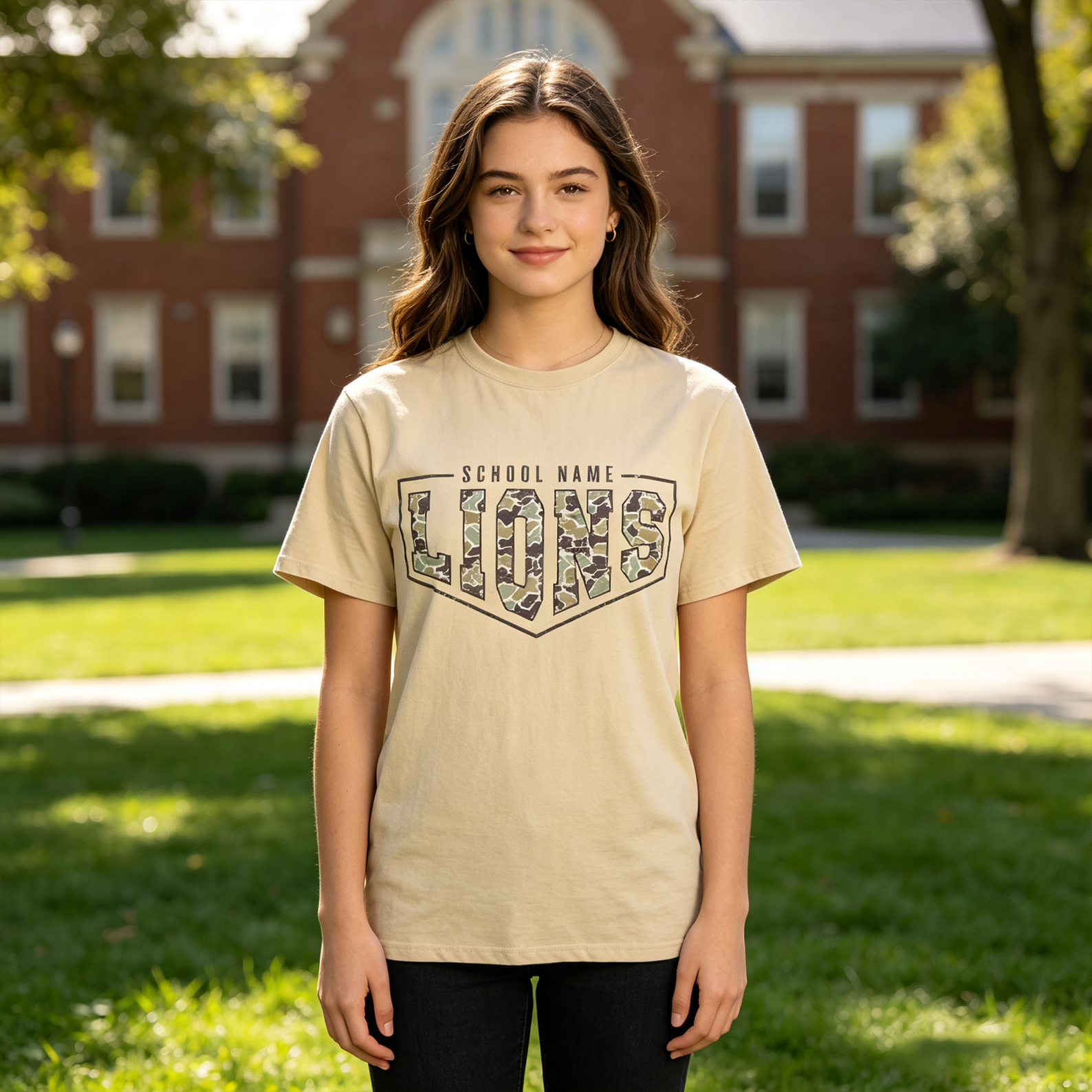 Personalized School Mascot Classic T-Shirt Camouflage Print with Costom Mascot Name and School Name Back to School Gift