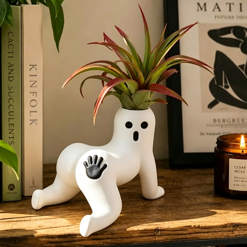 Creepy Crawler Ghost Air Plant Holder  Funny 3D Printed Humanoid Planter Unique Tillandsia Display Vase Weird Desk Decor Funny Gift For Wife from Husband