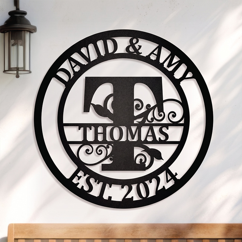 Personalized Family Name Metal Sign Custom Initial Metal Monogram Last Name Sign Family Gift Housewarming Gift Home Decor 