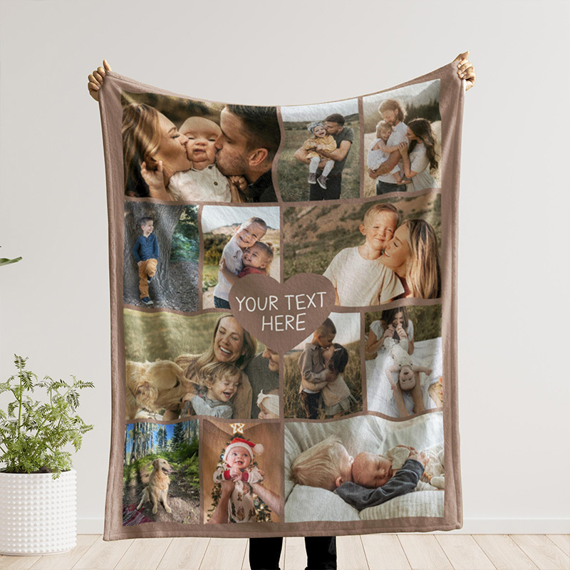 Personalized Photo Blanket Collage Family Picture Blanket With Text Memorial Blanket Birthday Gift for Family