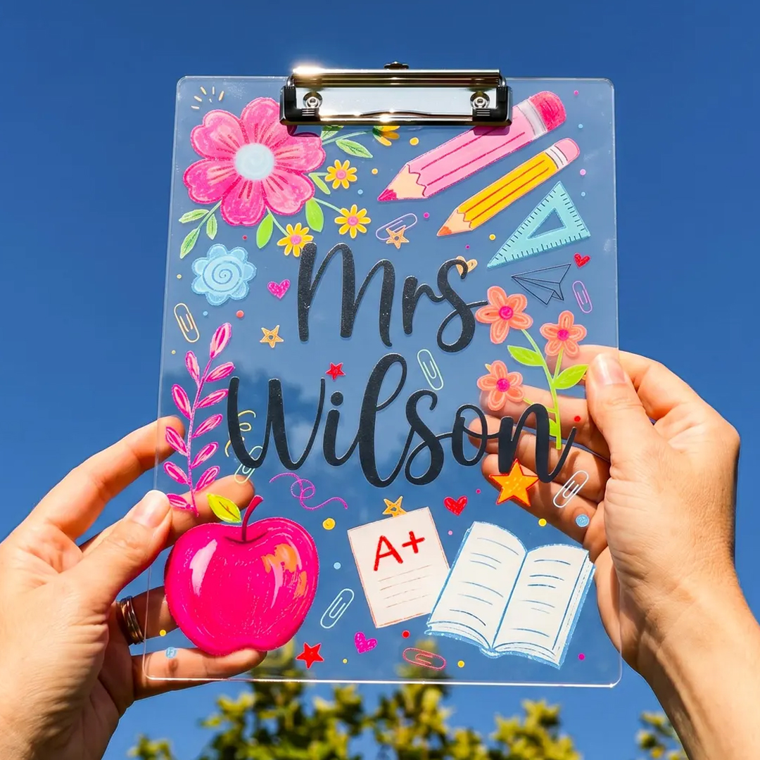 Personalized Florals Teacher Clipboard Custom Name Acrylic Paper Clipboard Back To School Gift