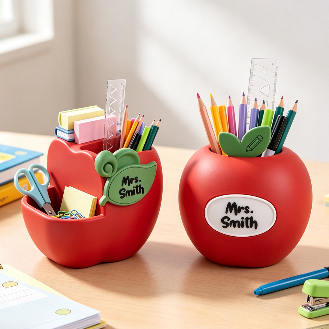 Personalized 3D-Printed Apple Desktop Organizer Custom Text Back to School Teacher's Day Gift for Teacher