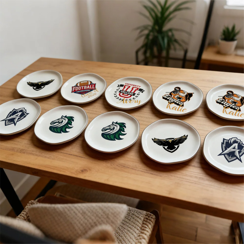 Personalized College Logo Design Heart Shape Ceramic Trinket Jewelry Dish Home Decor Graduation Gift for Graduates Women