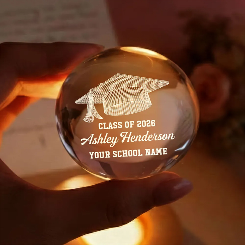 Personalized Crystal Ball LED Night Light - Gift For Graduation Day, Graduation Gift, Keepsake Class Of Graduation Senior Illusion Graduation Cap