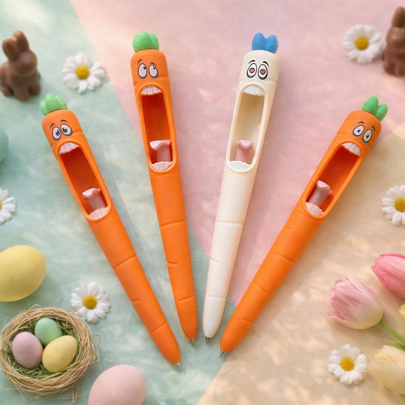 Kids Easter Basket Stuffer Funny Carrot Pen Black 0.5mm Easter Carrot Pen Easter Basket Filler Party favors for Boys Girls Easter Gifts