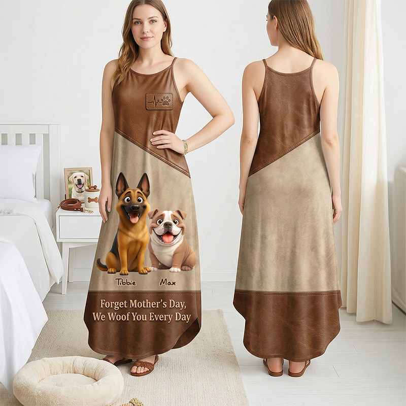 Personalized Dog Mom Suspender Maxi Dress Gifts For Mothers Dog Lovers Gift