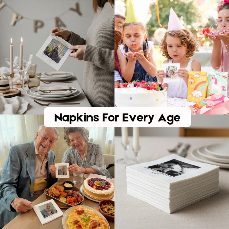 Personalized Cocktail Napkins for Birthday Party Decor Happy Birthday Napkins For All Ages Custom Photo Napkins with Text