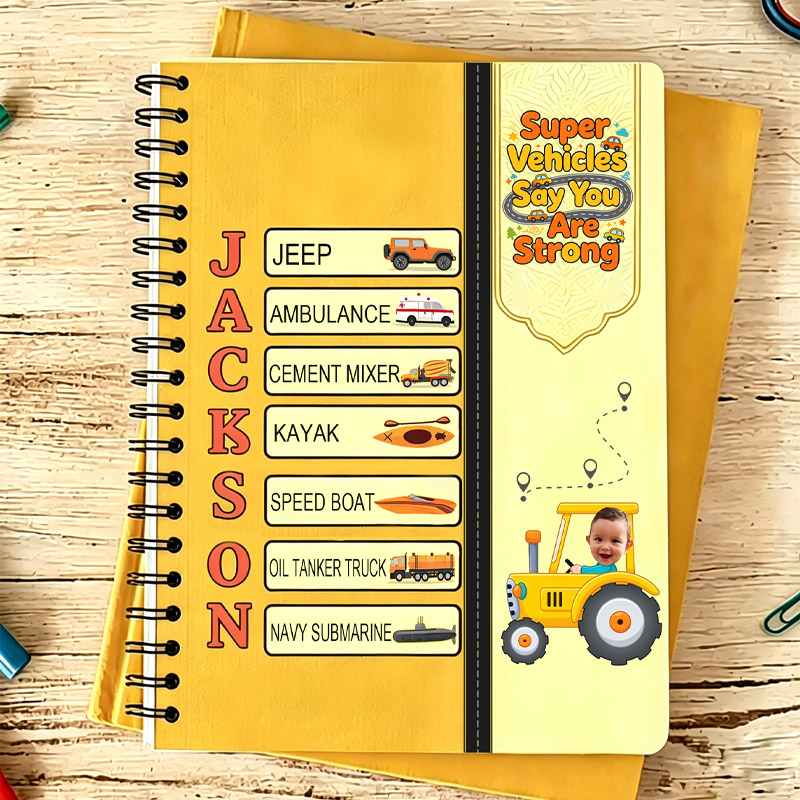 Personalized Little Driver School Bus Alphabet Name Colorful Kids Back To School Learning Journal Notebook