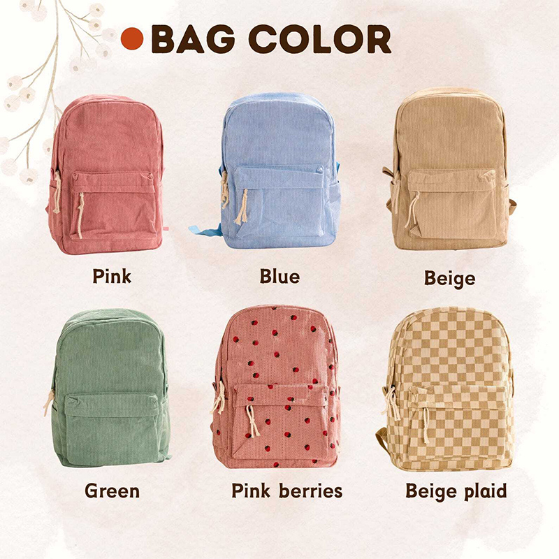 Personalized Corduroy Backpack Custom Name Kids School Bag Toddler Preschool Backpack Back to School Gift for Boys and Girl